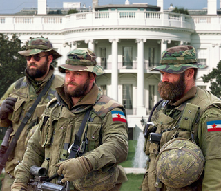 Serbian peacekeeping troops patrol Washington, D.C.